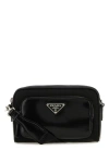 Prada Rectangular Nylon And Leather Crossbody Bag In Black