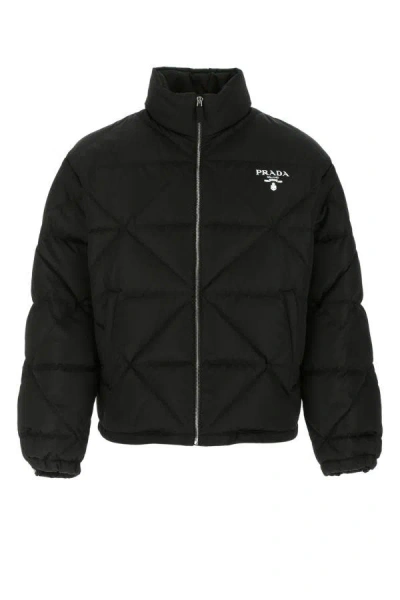 Prada Re-nylon Down Jacket In Nero
