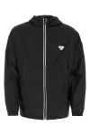 Prada Re-nylon Enamel Triangle-logo Jacket In Black