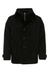 Prada Shearling Hooded Jacket With Detachable Sleeveless Layer In Black