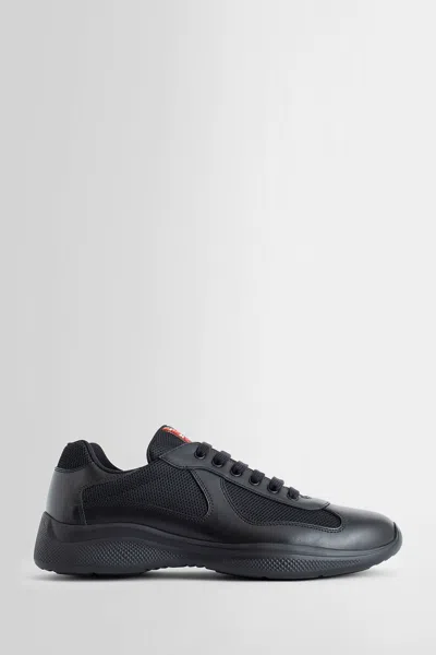 Prada Black Leather New Americas Cup Sneakers