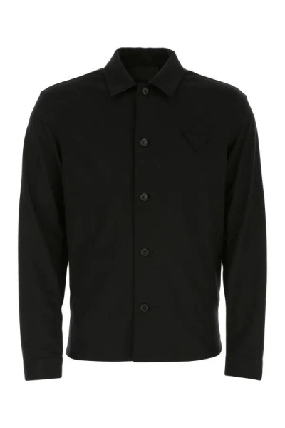 Prada Man Black Wool And Cashmere Shirt