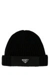 PRADA PRADA MAN BLACK WOOL BEANIE HAT