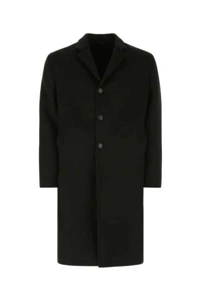 Prada Man Black Wool Blend Coat