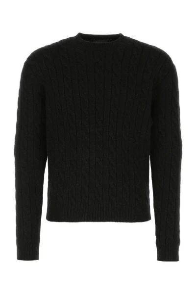 Prada Black Wool Blend Sweater In Blue