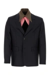 Prada Wool Single-breasted Jacket In Blue