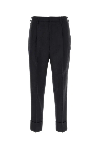 Prada Man Embroidered Wool Trouser In Multicolor