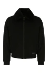 Prada Ribbed Fur Collar Jacket In Multicolor