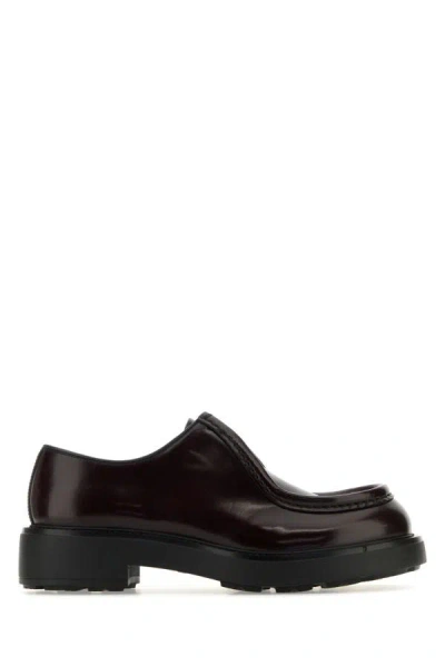 Prada Men Grape Leather Diapason Lace-up Shoes In Purple