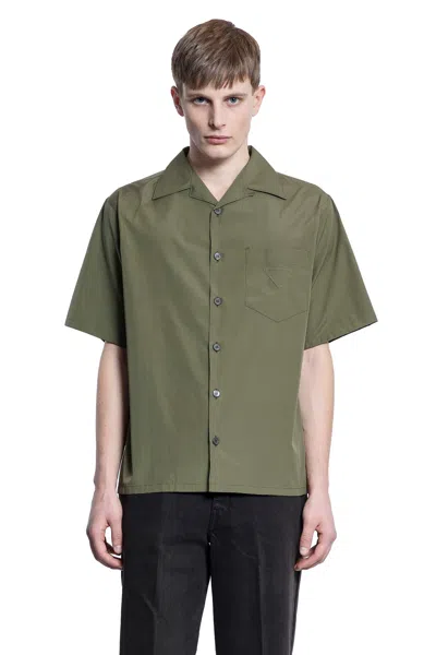 Prada Military Poplin Shirt With Chest Pocket In Green