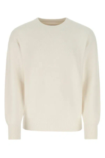 Prada Stretch Cashmere Blend Crew Neck Sweater In Blue