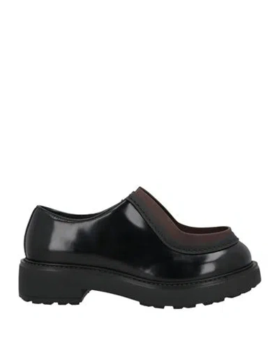 Prada Leather Lace-up Shoes With Chunky Sole And Logoed Rubber Inserts In Black