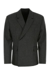 Prada Melange Dark Grey Wool Blazer In Gray