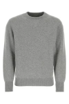 Prada Ribbed Crew-neck Cashmere Blend Sweater In Gray