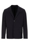 Prada Structured Cotton Blazer With Notch Lapels In Blue