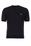 Prada Midnight Wool Crew-neck T-shirt In Black