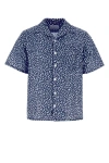 Prada Blue Printed Poplin Shirt In Multicolor