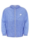 Prada Patterned Lightweight Windbreaker With Elasticated Cuffs In Blue