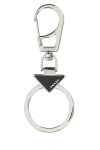 Prada Enamel Triangle Logo Keyring In Silver