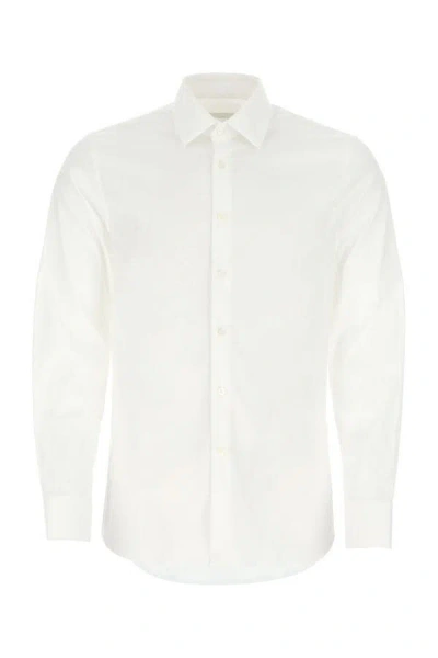 Prada Man Stretch Poplin Shirt In White