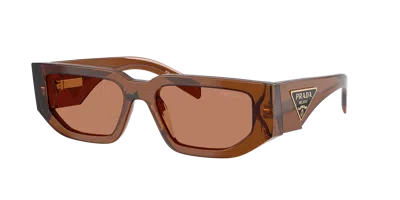 Prada Rectangle-frame Logo Sunglasses In Brown
