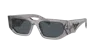 Prada Triangle-logo Rectangle-frame Sunglasses In Gray