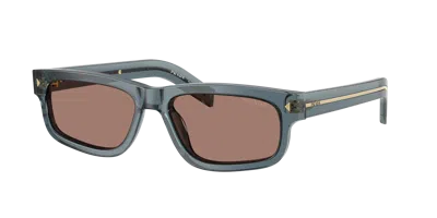 Prada Man Sunglass Pr B11s In Brown Mirror Internal Grey