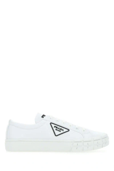 Prada Wheel Re-nylon Trainers In White