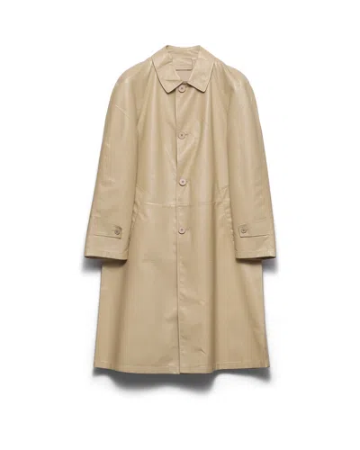 Prada Mantel Aus Nappa-leder In Brown