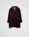 Prada Suede Coat In Coffee