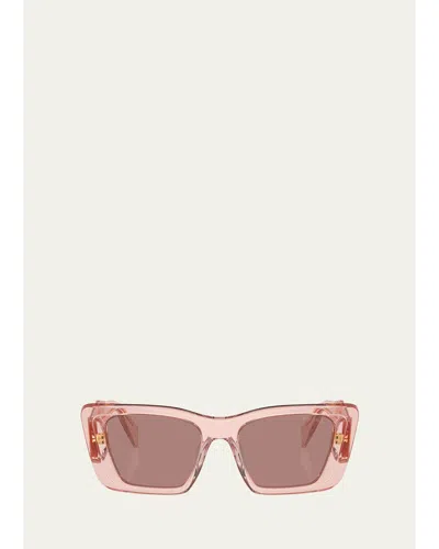 Prada Marble Acetate Butterfly Sunglasses In Lite Brown