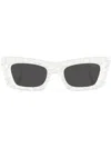 Prada Marble-print Rectangular-frame Sunglasses In White