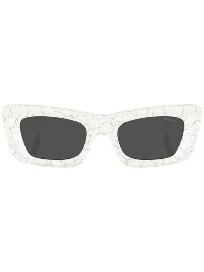 PRADA MARBLE-PRINT RECTANGULAR-FRAME SUNGLASSES