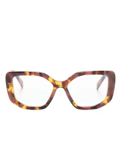 Prada Marbled Square-frame Glasses In Brown