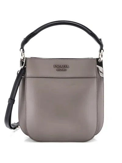 Pre-owned Prada Margit Hobo Leather Small Crossbody Bag In Black
