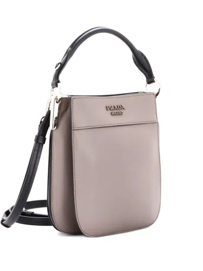 Pre-owned Prada Margit Hobo Leather Small Crossbody Bag In Gray