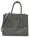Prada Marine Glace Calf Leather Twin Pocket Tote (authentic Pre-loved) In Gray