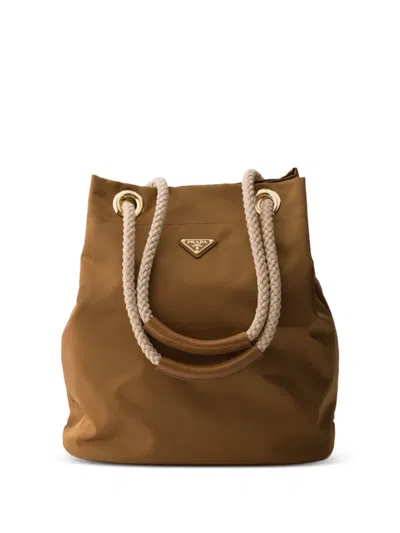 Prada Womens Brown Mariner Large Re-nylon Woven Bucket Bag