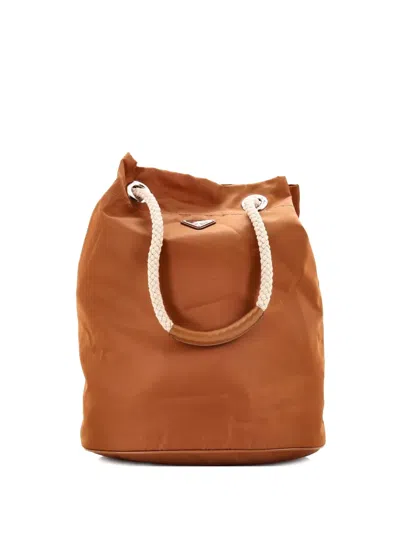 Pre-owned Prada Mariner Re-nylon Medium Bucket Bag In Brown
