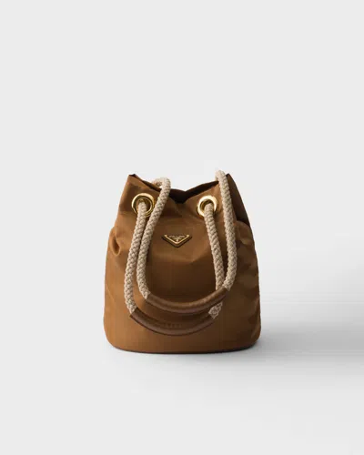 Prada Mariner Re-nylon Small Bucket Bag In Brandy
