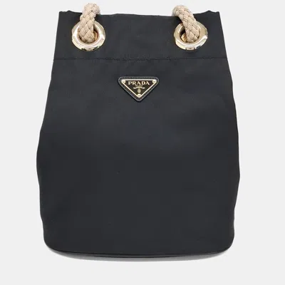 Pre-owned Prada Mariner Re-nylon Bucket Bag Small In Black