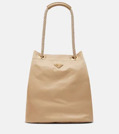 Prada Mariner Re-nylon Large Bucket Bag In Brown