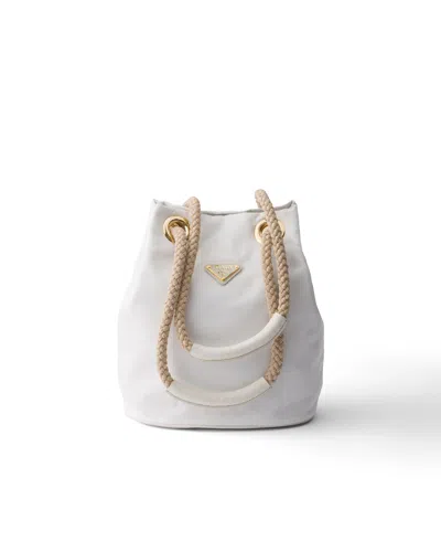 Prada Mariner Re-nylon Small Bucket Bag In White