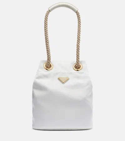 Prada Renylon Mariner Bucket Bag Braided Handles In White