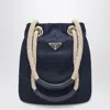 Prada Mariner Small Bucket Bag In Baltic Blue Renylon In Black