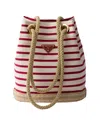 Prada Canvas Bucket Bag Featuring Rope Handles In Multi