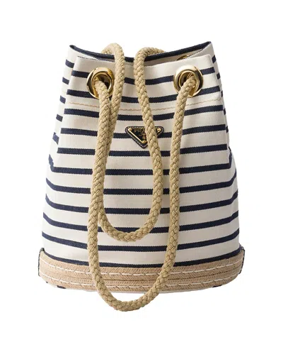 Prada Mariner Small Fabric Bucket Bag In Neutral