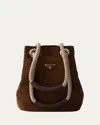Prada Mariner Suede Bucket Shoulder Bag In Brown