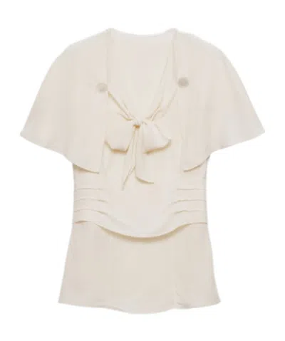 Prada Silk Marocain Blouse In Ivory