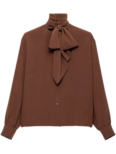 Prada Marocain Hemd In Braun